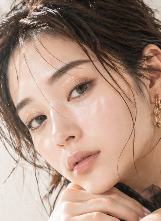 まつ毛パーマと眉毛で、目もとを美しく整えたモデル